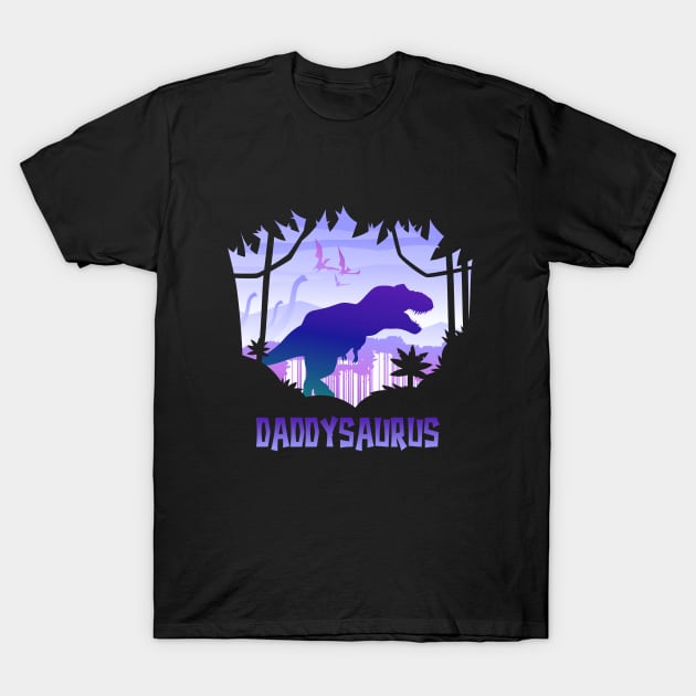 Daddysaurs T-Rex Daddy Saurus Matching Dinosaur T-Shirt by PinkyTree